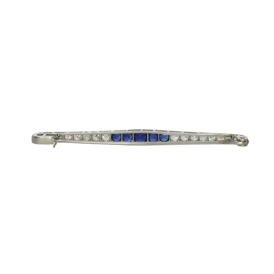 1940s Sapphire & Diamond Bar Brooch