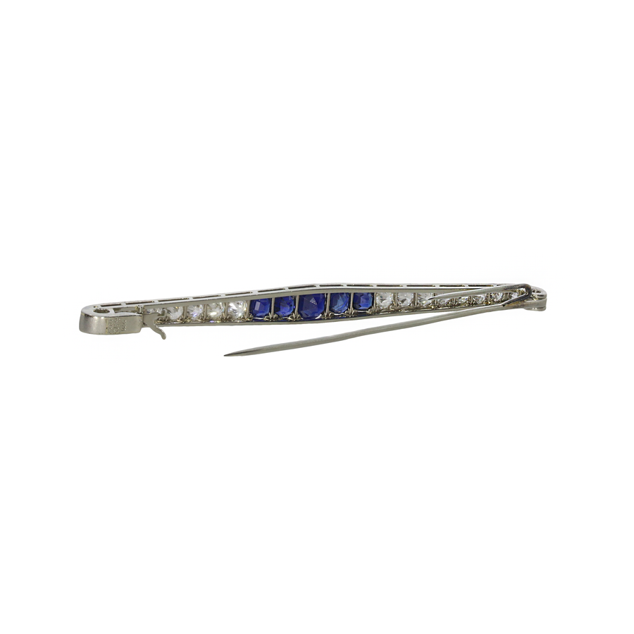 1940s Sapphire & Diamond Bar Brooch