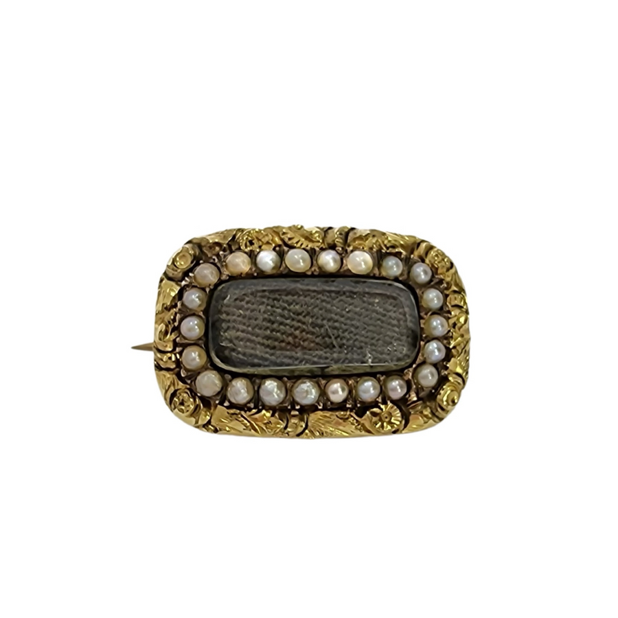 Seed Pearl Mourning Brooch