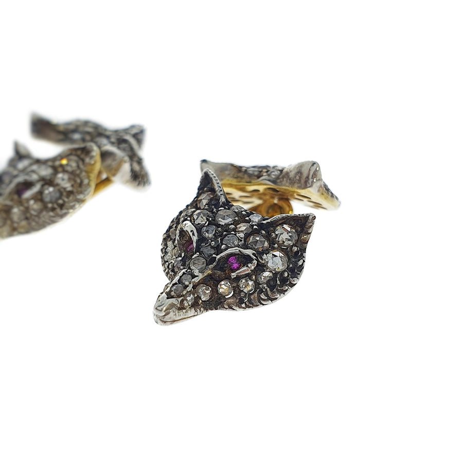 Antique Diamond Fox Head Cufflinks