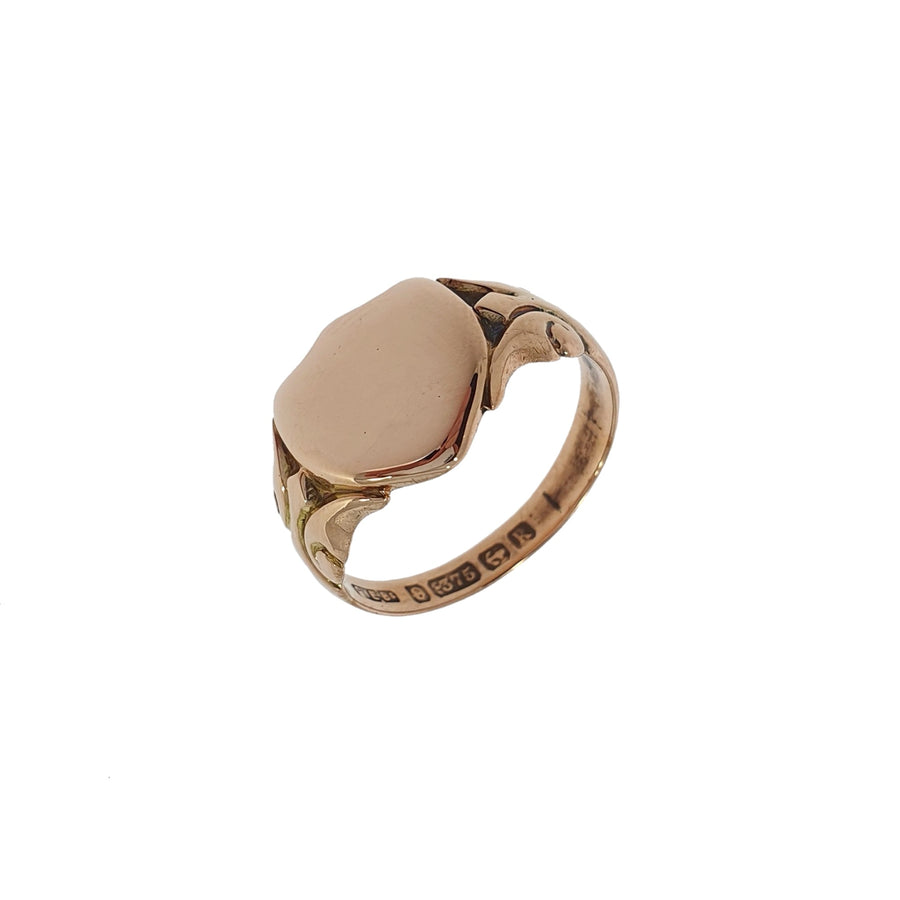 9ct Rose Gold Shield Shaped Signet Ring