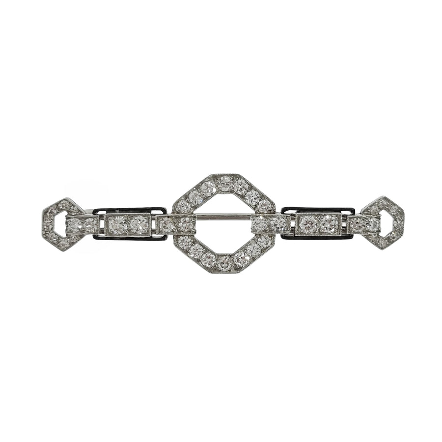 Geometric Art-Deco Diamond Brooch