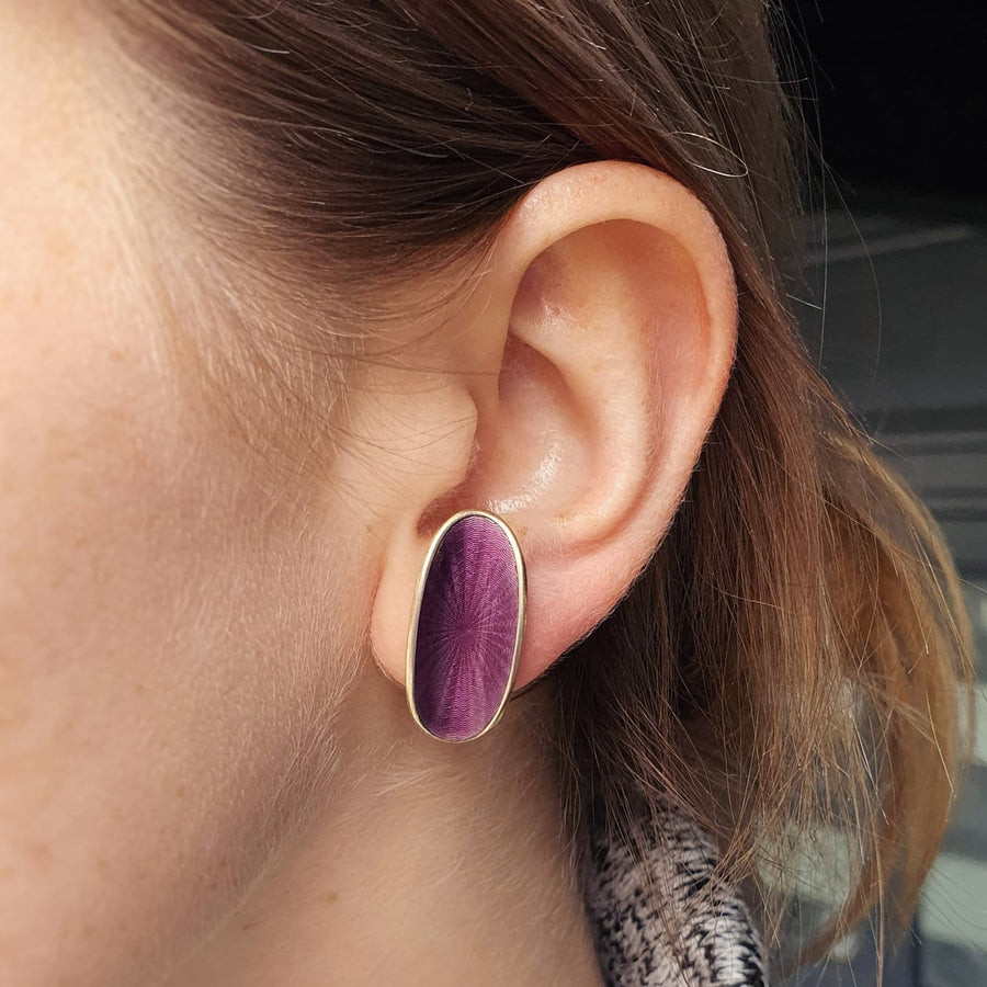 Norwegian Purple Enamel Earrings