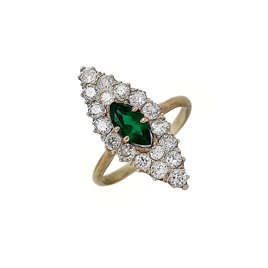 14ct Yellow Gold Emerald & Diamond Ring