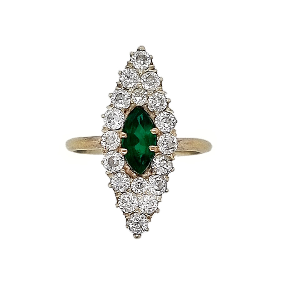 14ct Yellow Gold Emerald & Diamond Ring