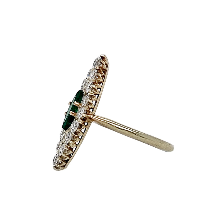 14ct Yellow Gold Emerald & Diamond Ring