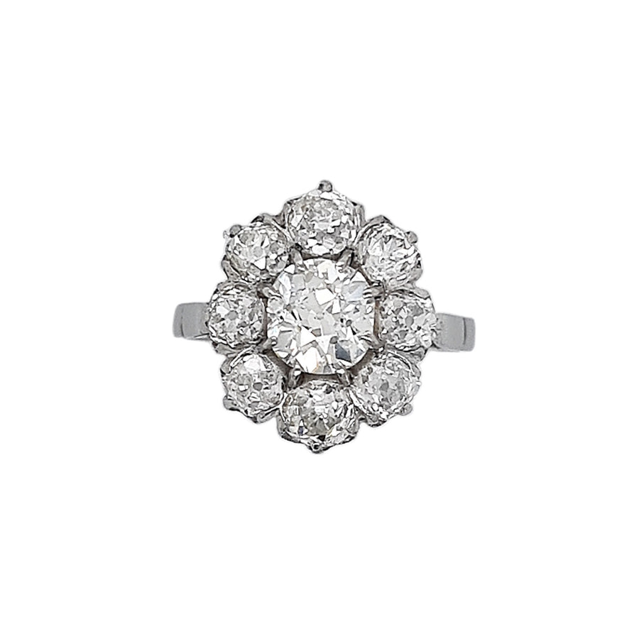 Antique French Old Mine Cuts Diamond Cluster
