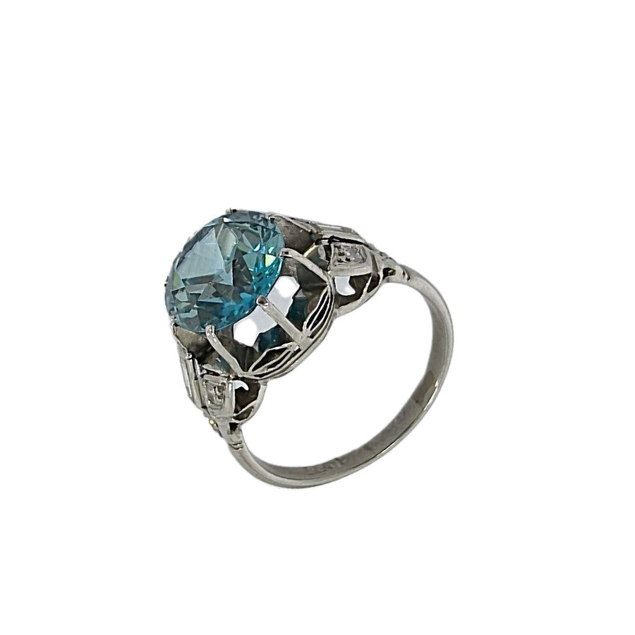 Art Deco Zircon & Diamond Ring