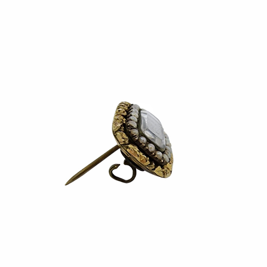 Seed Pearl Mourning Brooch