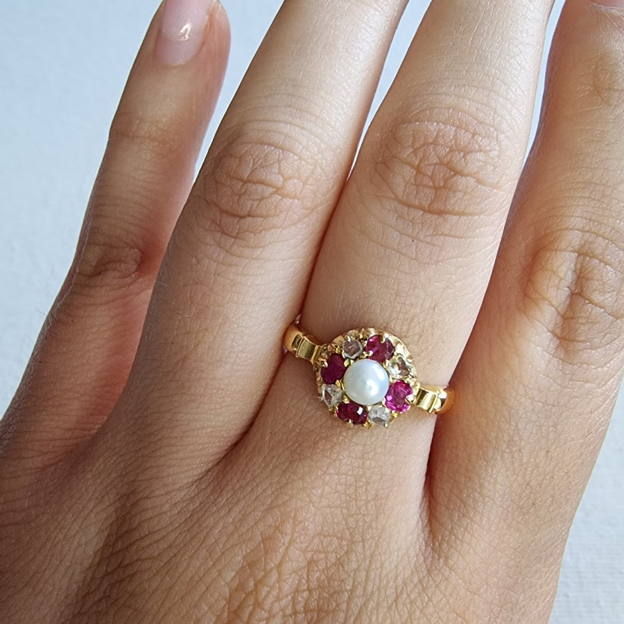 Victorian Ruby & Pearl Diamond Ring