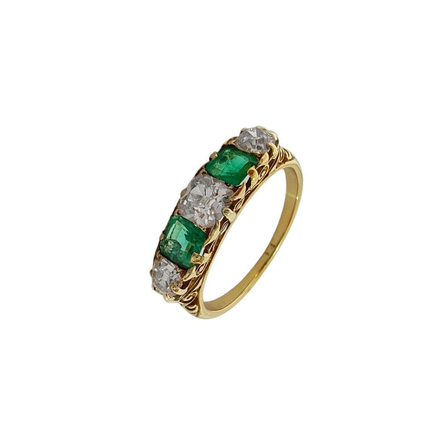Five Stone Emerald & Diamond Ring