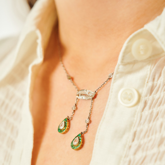 Emerald & Diamond Negligee Necklace