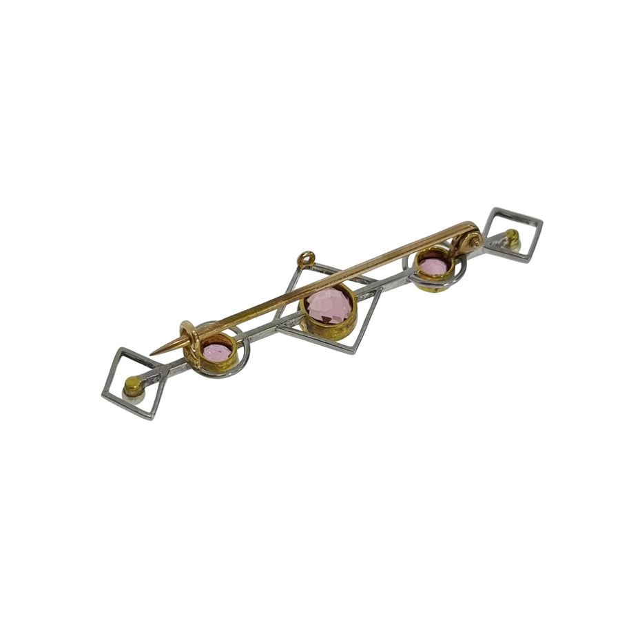 Art-Deco Pink Tourmaline Brooch