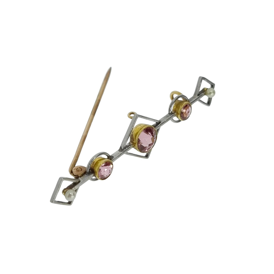 Art-Deco Pink Tourmaline Brooch
