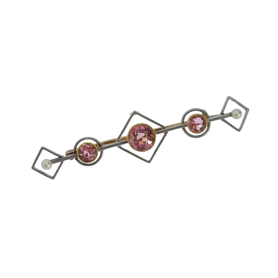 Art-Deco Pink Tourmaline Brooch