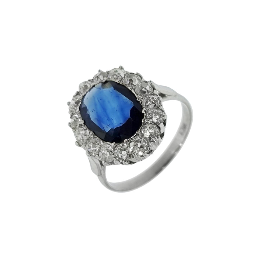 Antique Sapphire & Diamond Cluster Ring