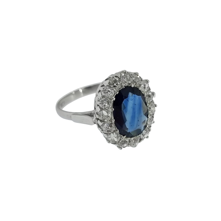 Antique Sapphire & Diamond Cluster Ring