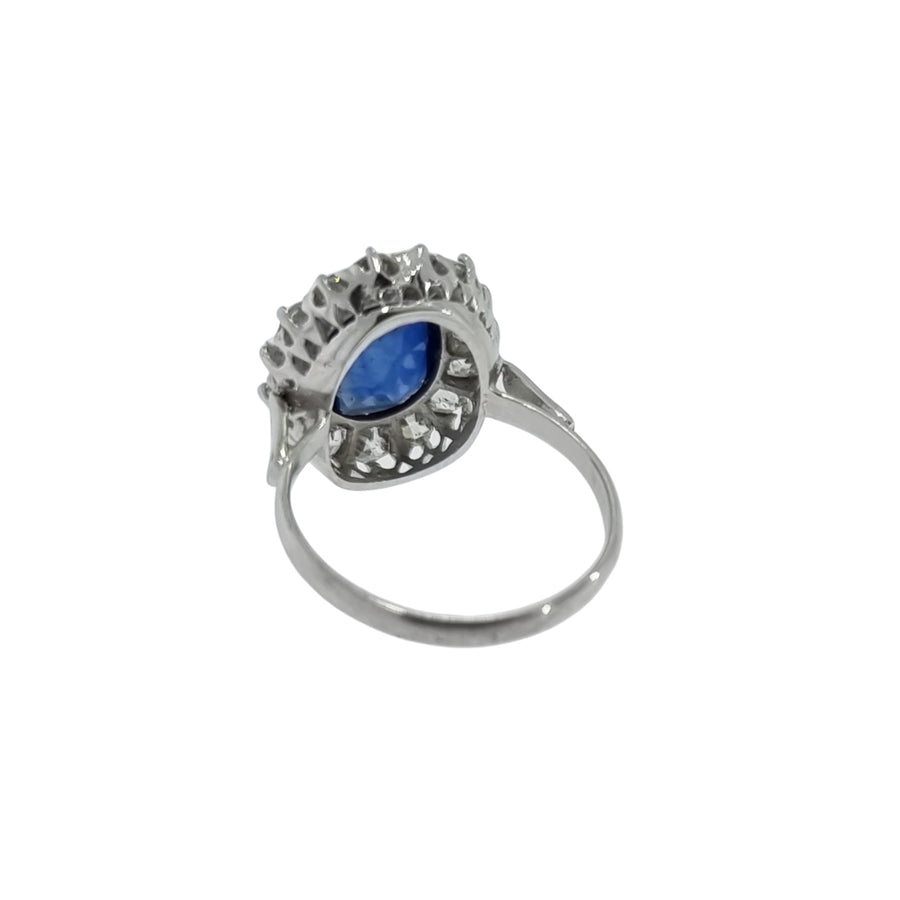 Antique Sapphire & Diamond Cluster Ring
