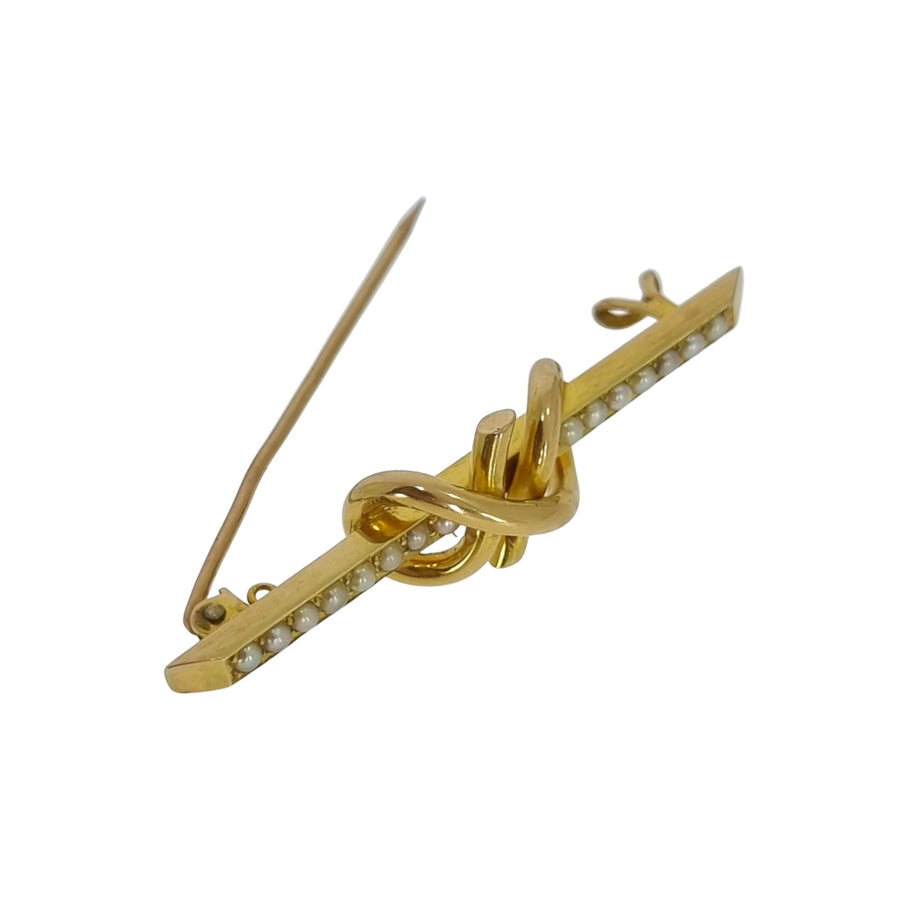 Victorian Knot Style Pearl Brooch