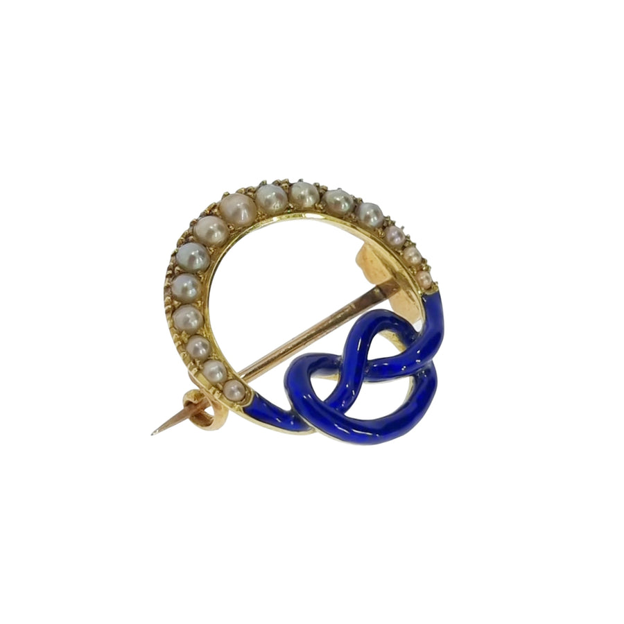Enamel & Pearl Bow Brooch