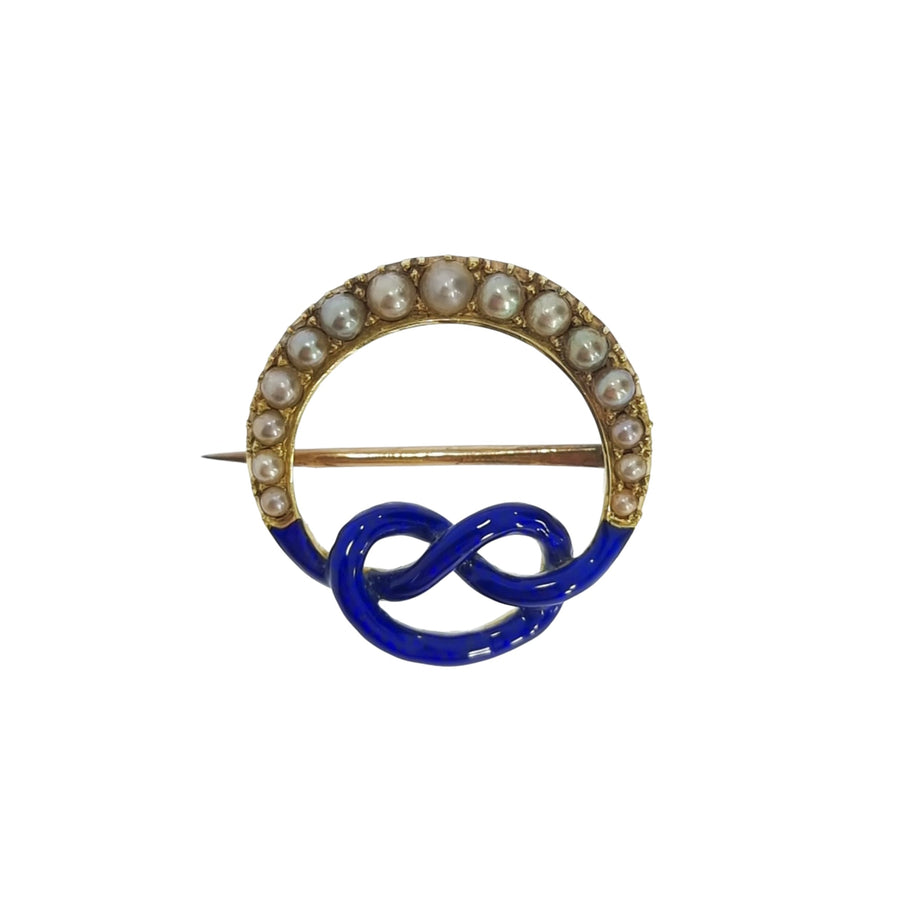 Enamel & Pearl Bow Brooch
