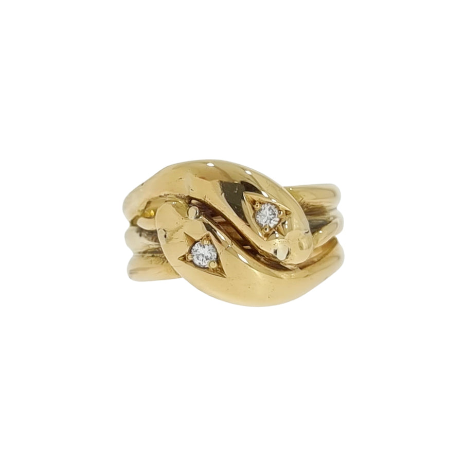 18ct Gold Antique Diamond Set Serpent Ring