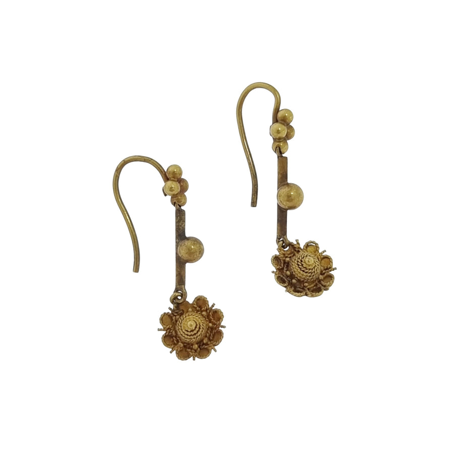 Victorian Etruscan Style Gold Earrings