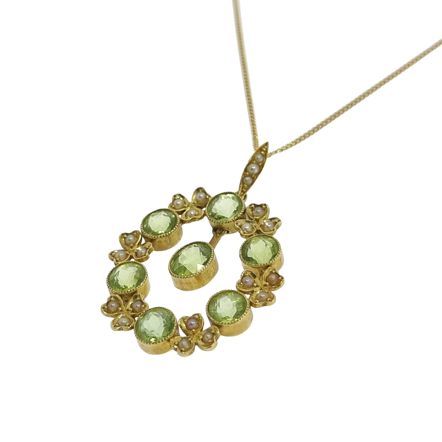 Edwardian Peridot & Seed Pearl Pendant